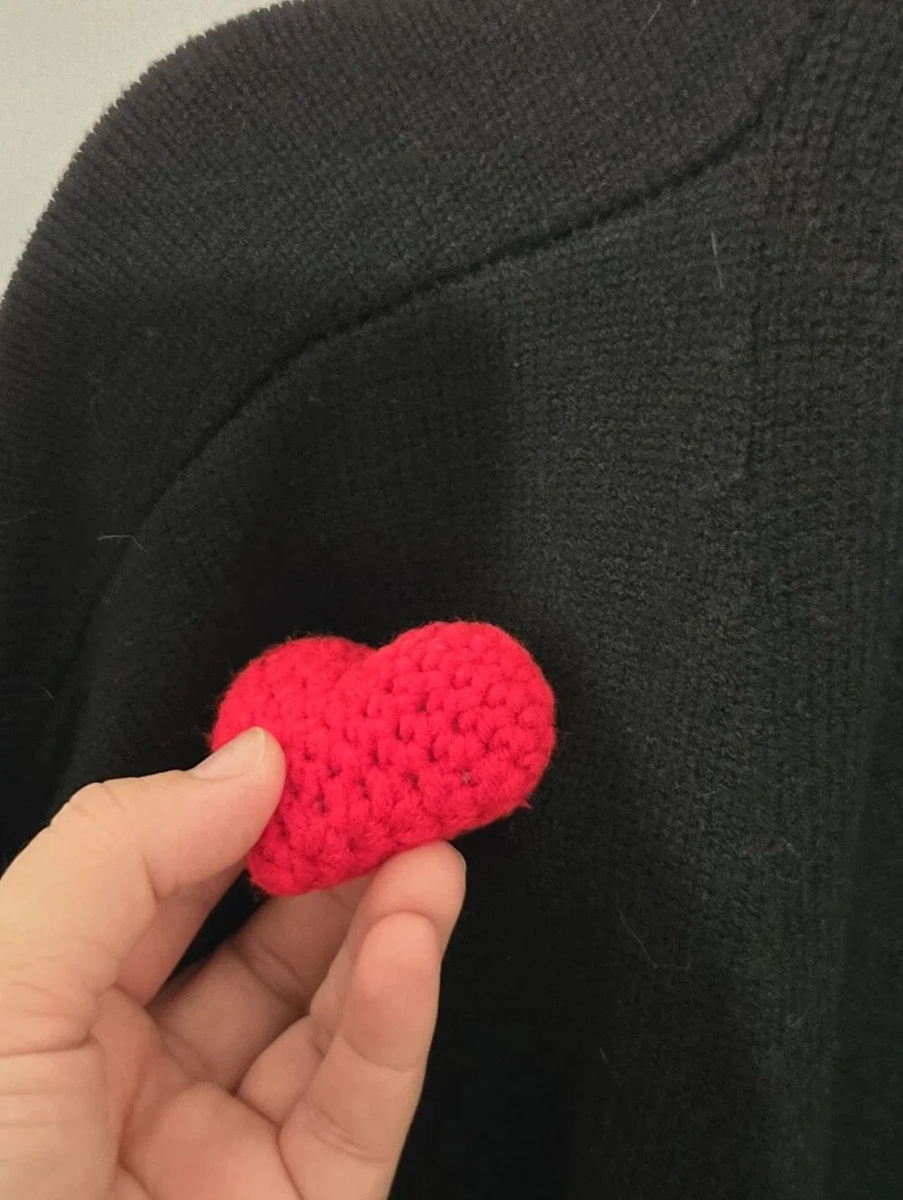 Cider Black Cardigan with Red Heart Appliqués